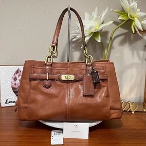 Coach 17811 Chelsea Jayden East West Carryall Satchel Brown Leather Shoulder Bag